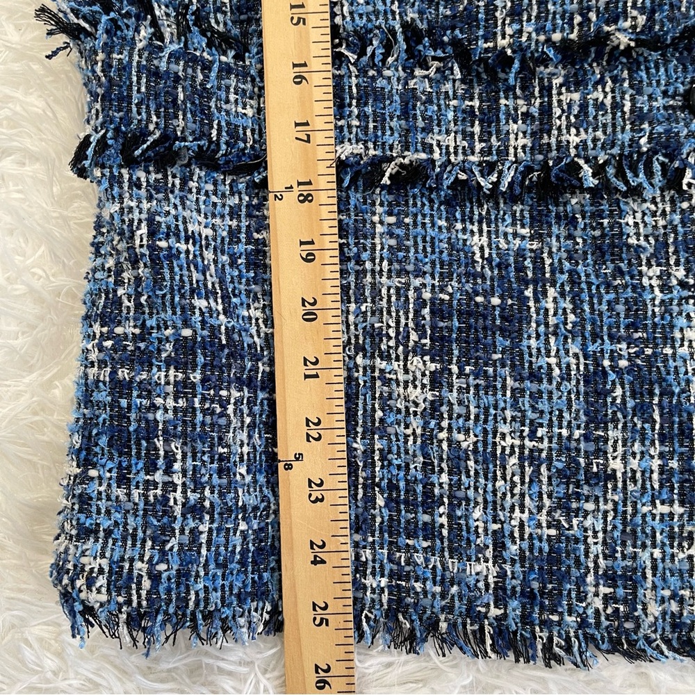 Chico's Blue Tweed Fringed Blazer - Picture 8 of 9